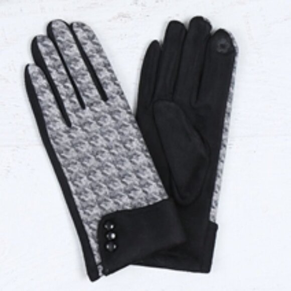 black houndstooth touch screen gloves - Picture 2 of 2